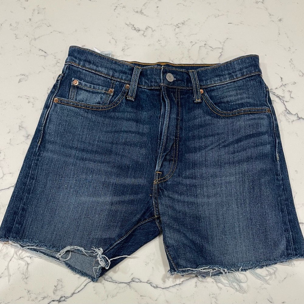 Levi's Blue Denim Shorts with Tan Patch